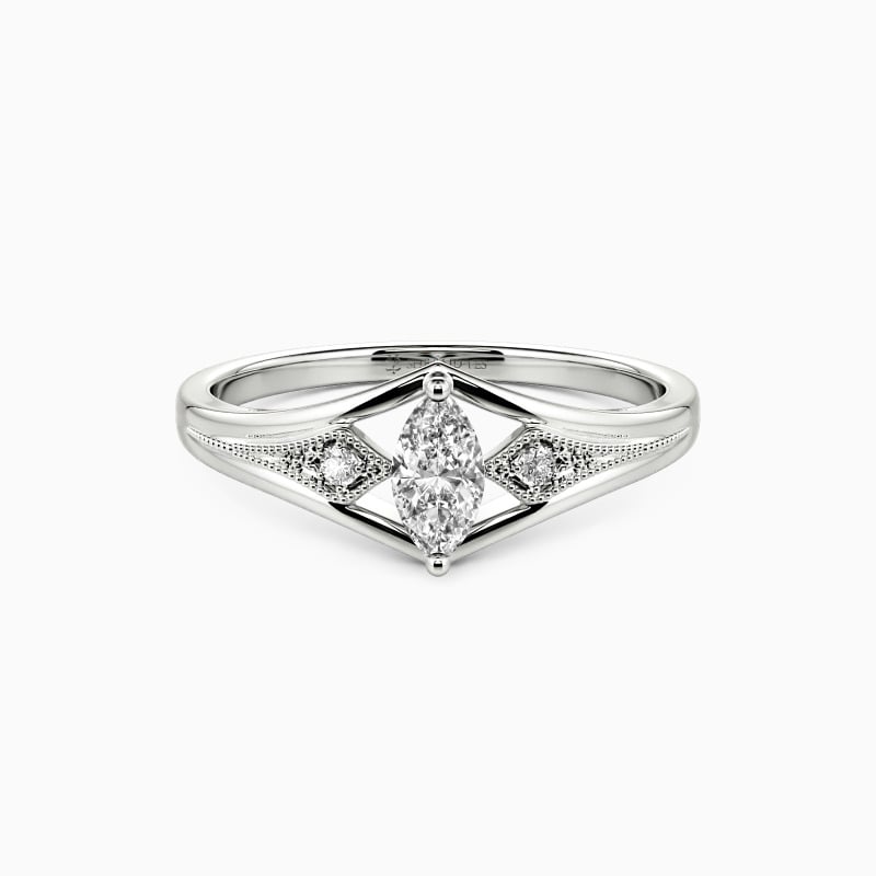 "Forever Stand By You" Marquise Cut Side Stone Engagement Ring