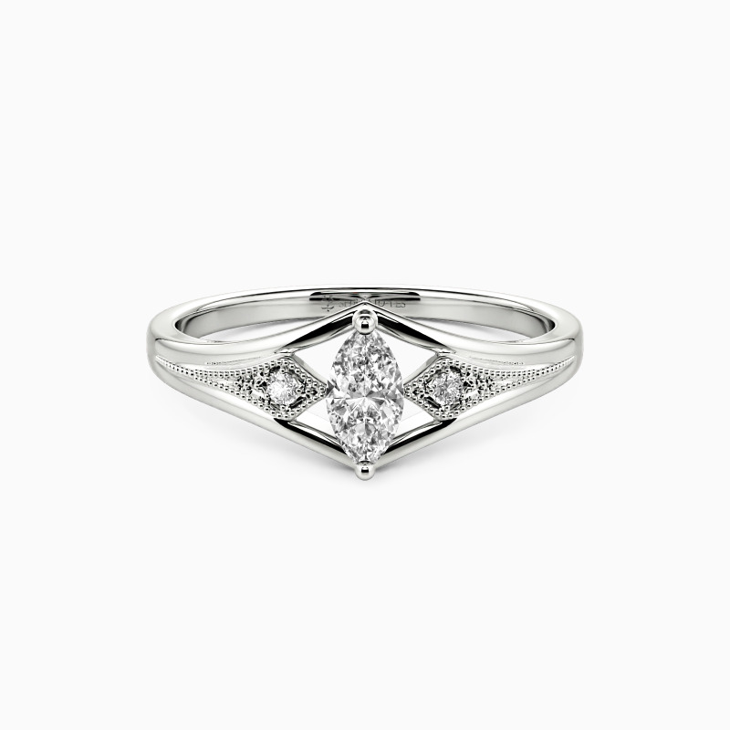 "Forever Stand by You" Marquise Cut Side Stone Engagement Ring