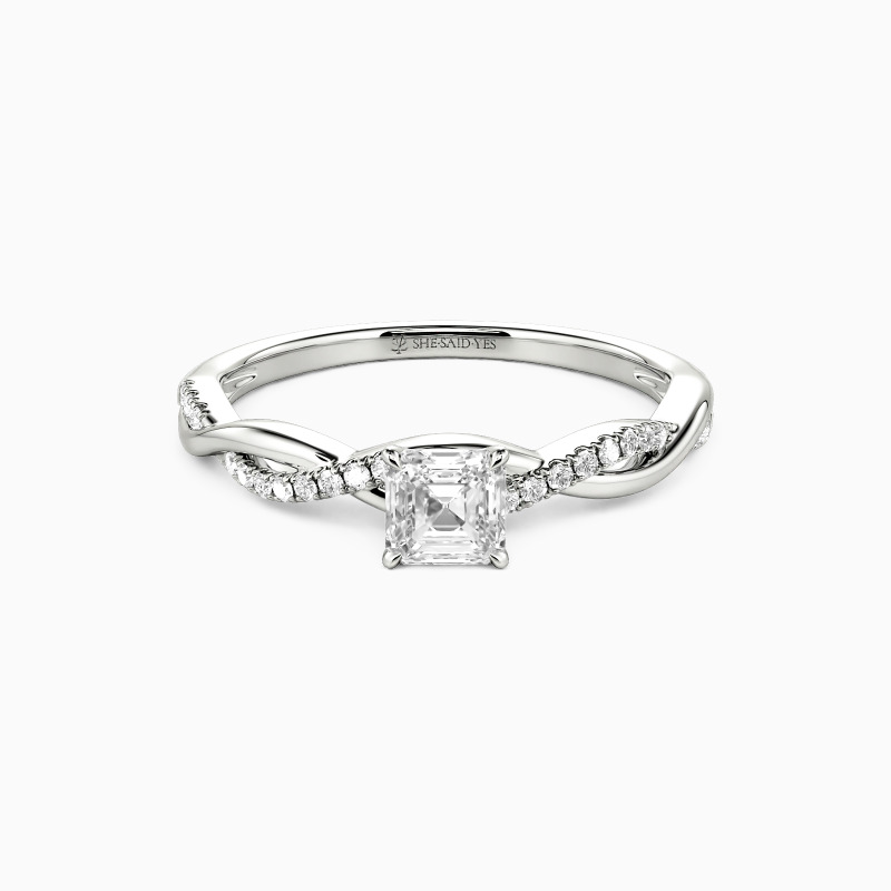 "Soulmate's Promise" 0.35ct Asscher Cut Side Stone Engagement Ring
