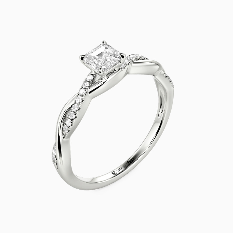 "Seelenverwandten-Versprechen" Verlobungsring 0,35 ct Asscher mit Seitensteinen