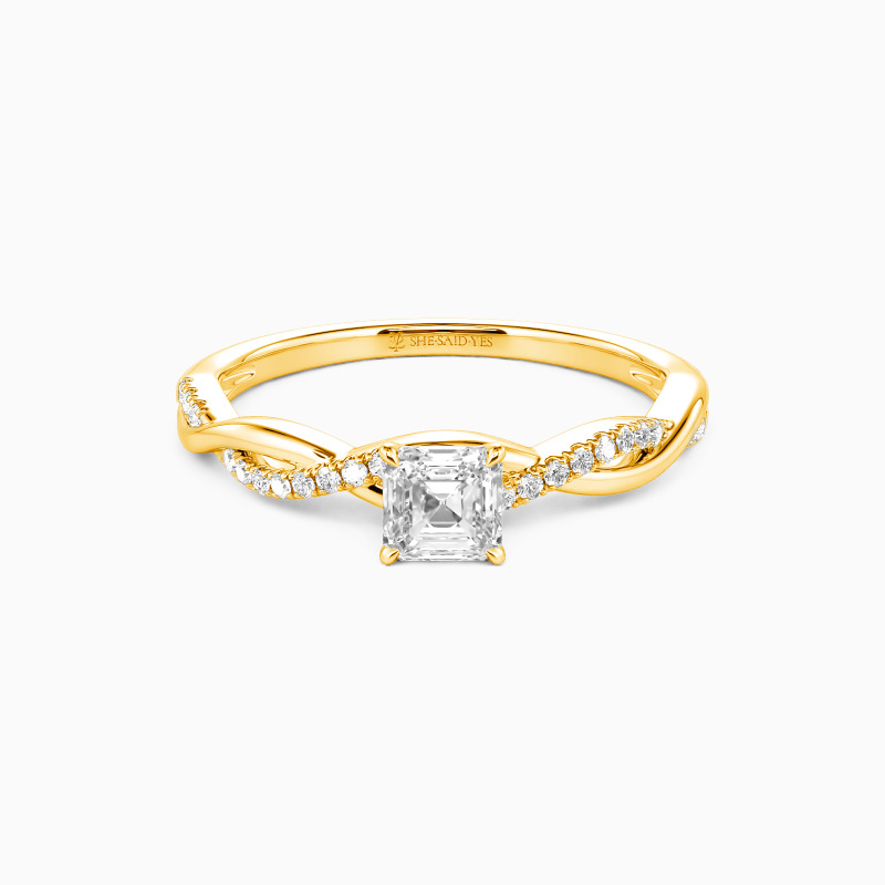 "Seelenverwandten-Versprechen" Verlobungsring 0,5 ct Asscher mit Seitensteinen