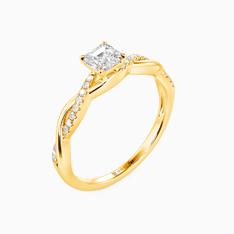 "Seelenverwandten-Versprechen" Verlobungsring 0,5 ct Asscher mit Seitensteinen