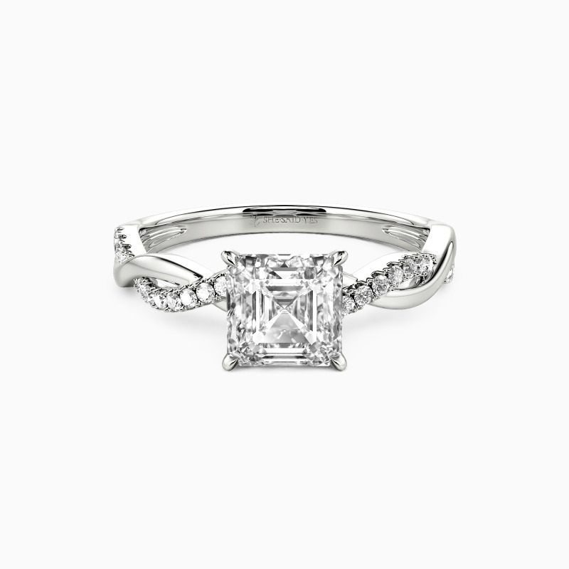 "Soulmate's Promise" Asscher Cut Side Stone Engagement Ring