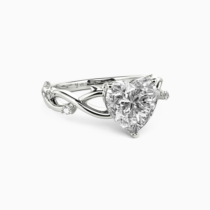 "Devoted Hearts" Heart Cut Side Stone Engagement Ring