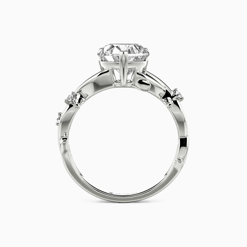 "Devoted Hearts" Heart Cut Side Stone Engagement Ring