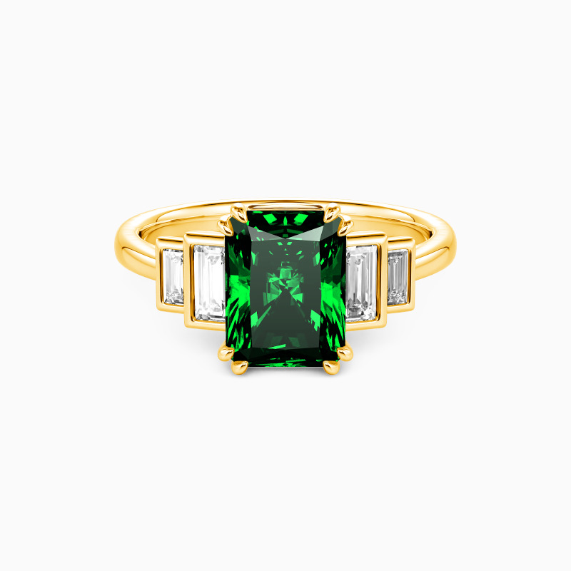 "Lasting Fondness" Radiant Cut Side Stone Engagement Ring