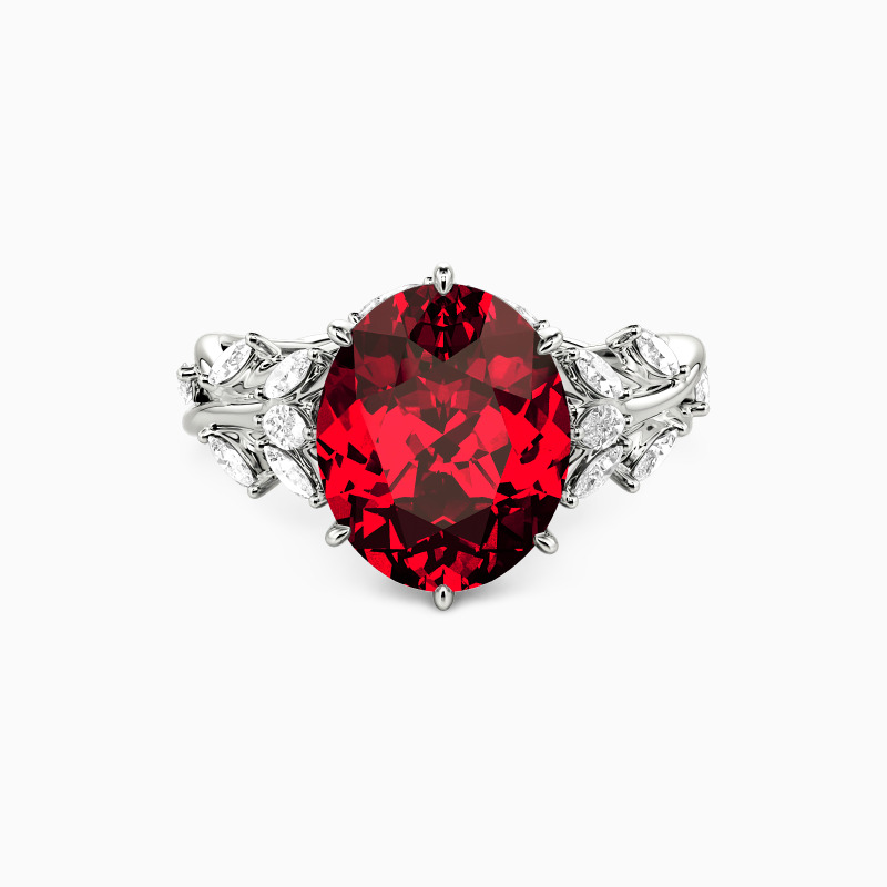 "Whispers Among Flowers" Oval Cut Cluster Side Stone Engagement Ring