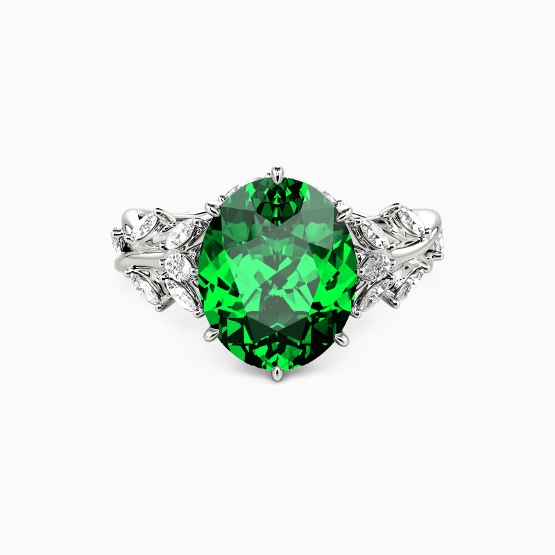 "Whispers Among Flowers" Oval Cut Cluster Side Stone Engagement Ring