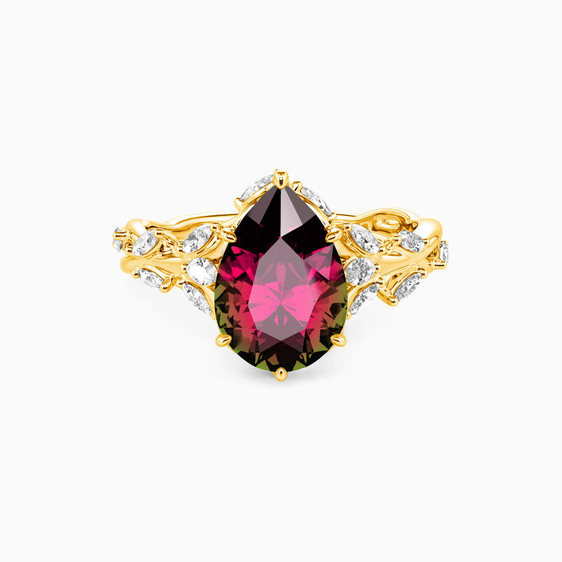 "Whisper Of Flowers" Pear Cut Side Stone Engagement Ring