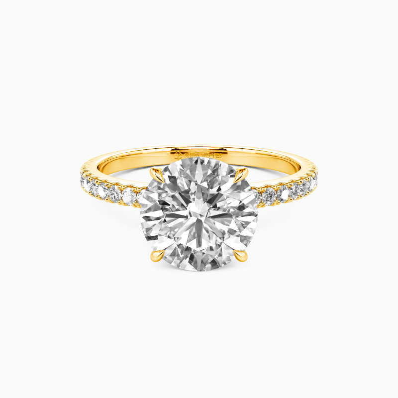 "Heart's Desire" Round Cut Side Stone Engagement Ring
