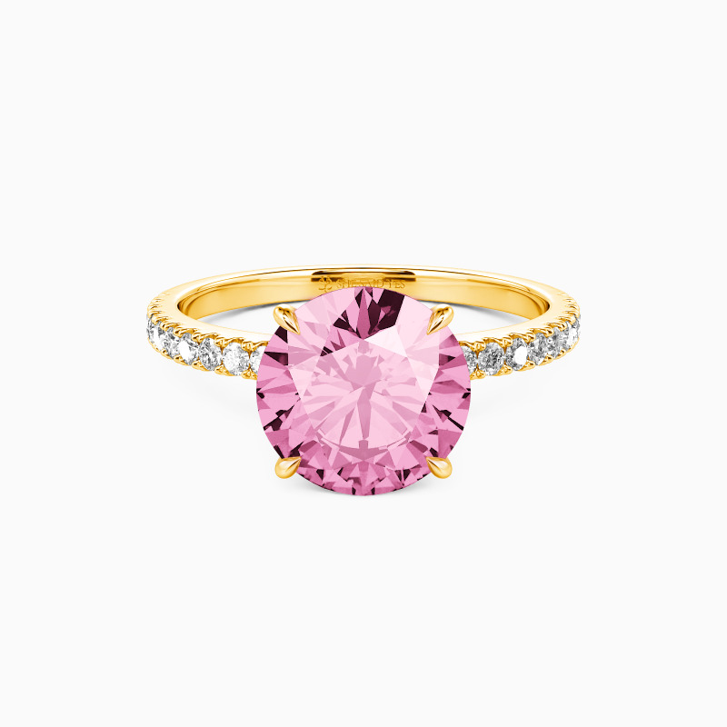 "Heart's Desire" Round Cut Side Stone Engagement Ring