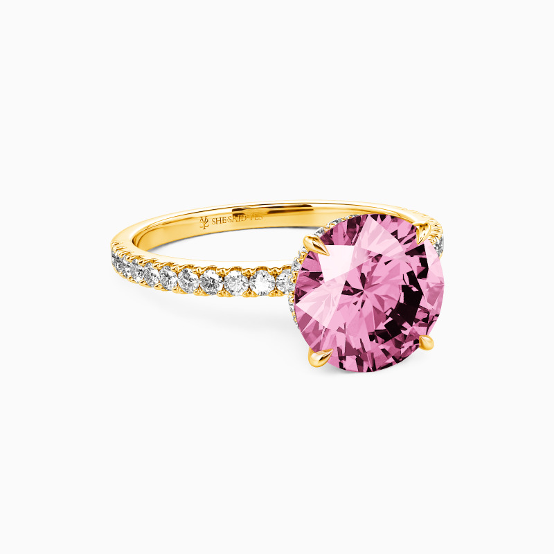 "Heart's Desire" Round Cut Side Stone Engagement Ring