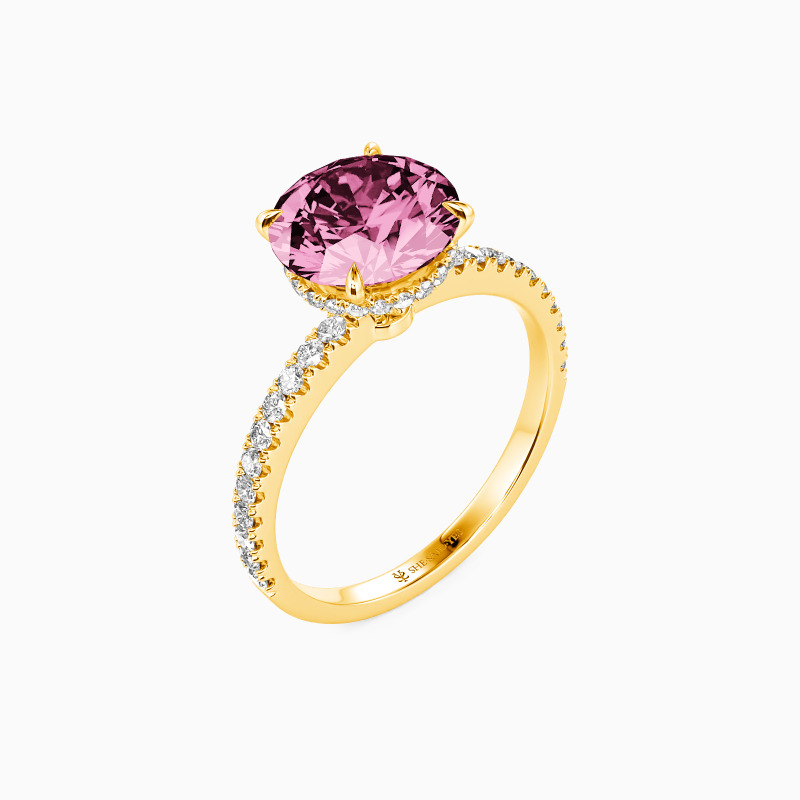 "Heart's Desire" Round Cut Side Stone Engagement Ring