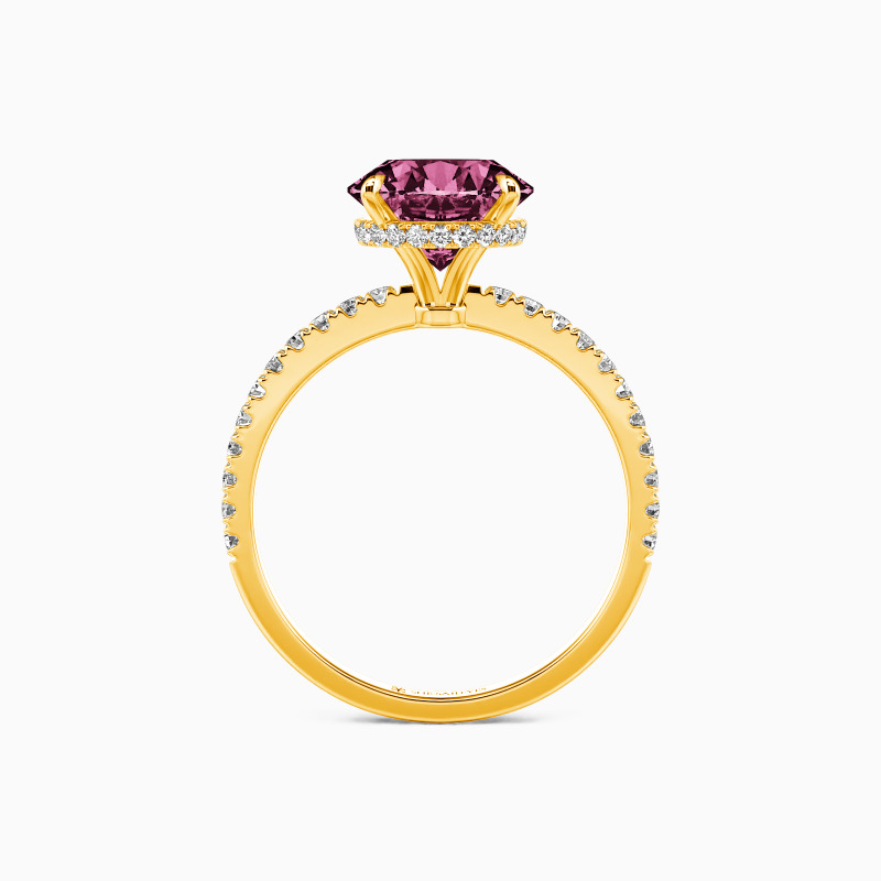 "Heart's Desire" Round Cut Side Stone Engagement Ring