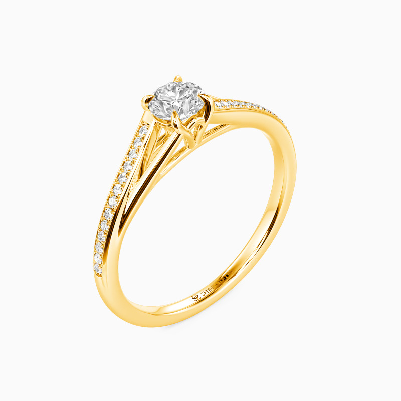 "Deine Liebe" Verlobungsring 1 ct Rund mit Seitensteinen