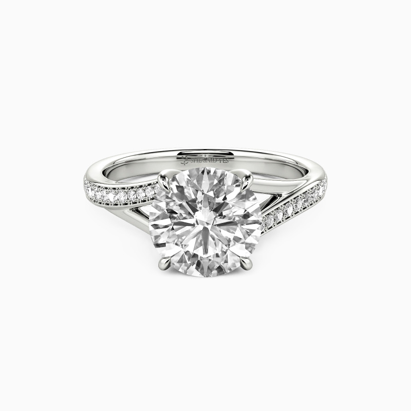"With Your Love" Round Cut Side Stone Engagement Ring