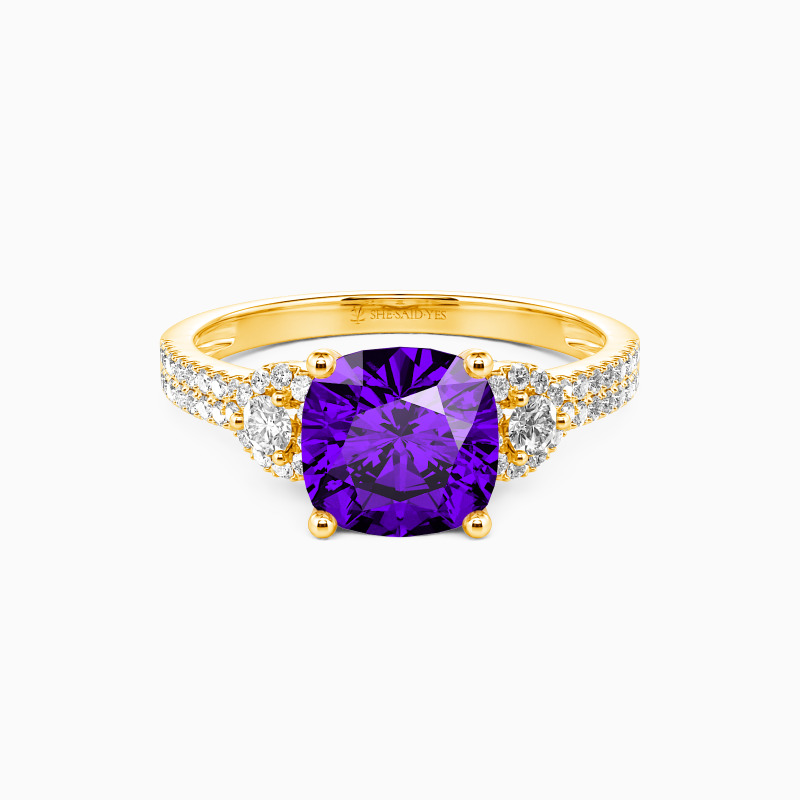 "Grow Old with Me" 1ct Cushion Cut Side Stone Engagement Ring