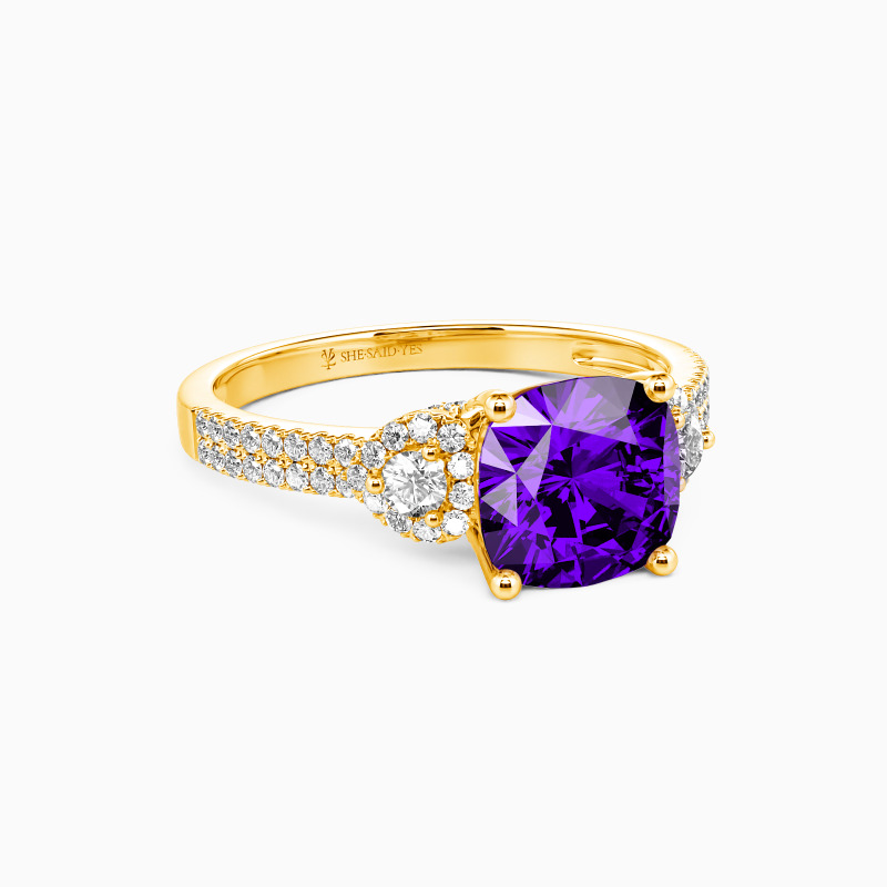 "Grow Old With Me" 1ct Cushion Cut Side Stone Engagement Ring