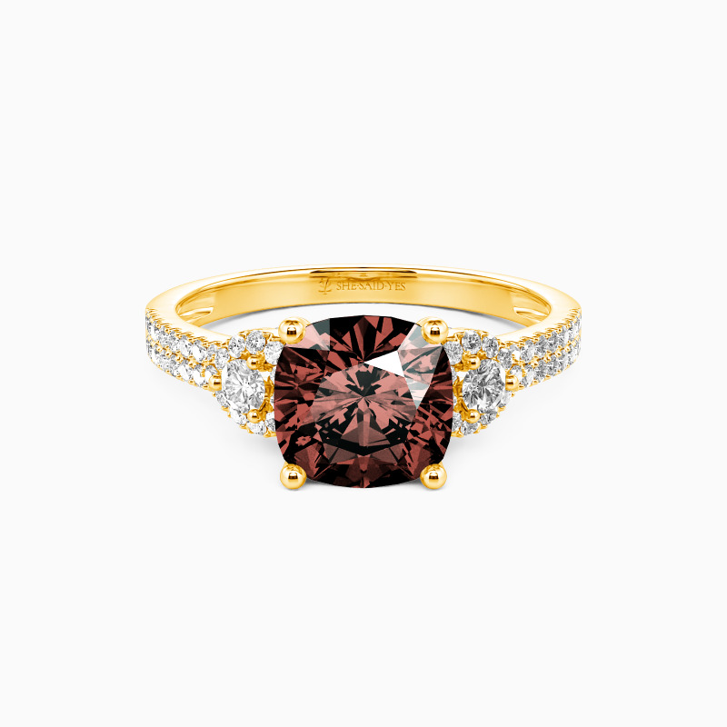 "Grow Old with Me" 2ct Cushion Cut Side Stone Engagement Ring
