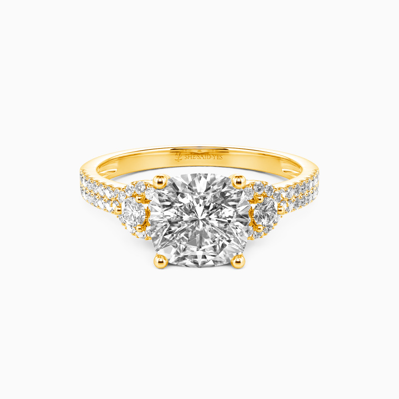 "Grow Old With Me" 2ct Cushion Cut Side Stone Engagement Ring