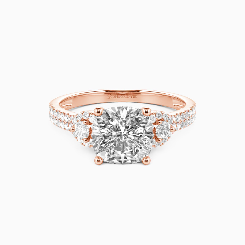 "Grow Old with Me" 2ct Cushion Cut Side Stone Engagement Ring