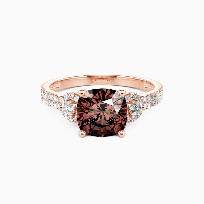 "Grow Old with Me" 2ct Cushion Cut Side Stone Engagement Ring
