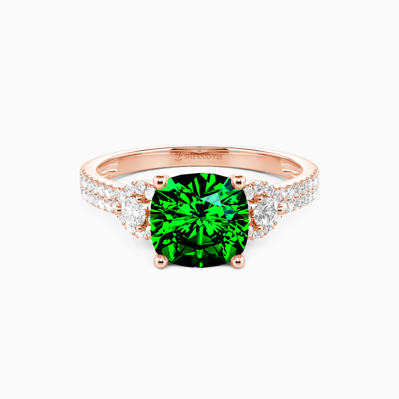 "Grow Old with Me" 2ct Cushion Cut Side Stone Engagement Ring