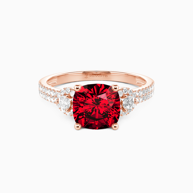 "Grow Old with Me" 2ct Cushion Cut Side Stone Engagement Ring