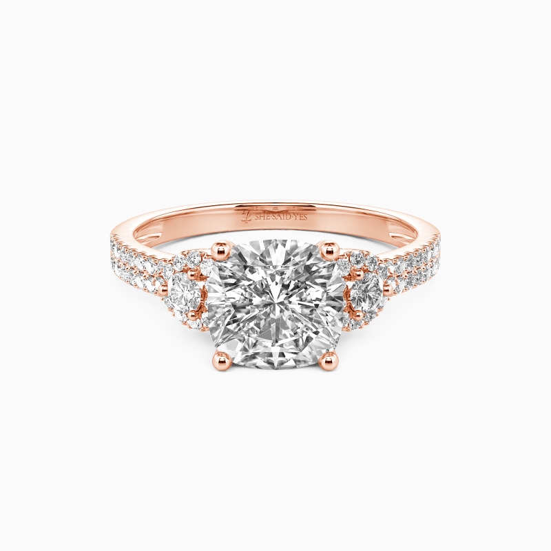 "Grow Old with Me" 2ct Cushion Cut Side Stone Engagement Ring