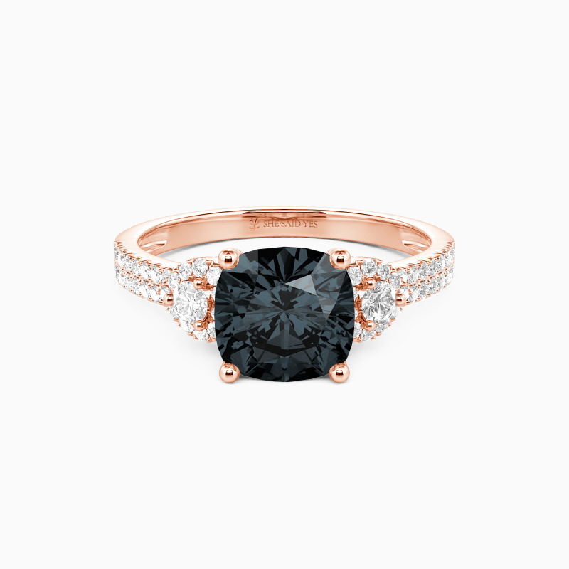"Grow Old with Me" 2ct Cushion Cut Side Stone Engagement Ring