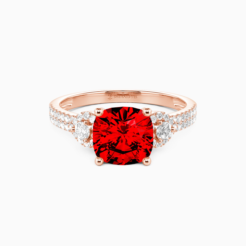 "Grow Old with Me" 2ct Cushion Cut Side Stone Engagement Ring