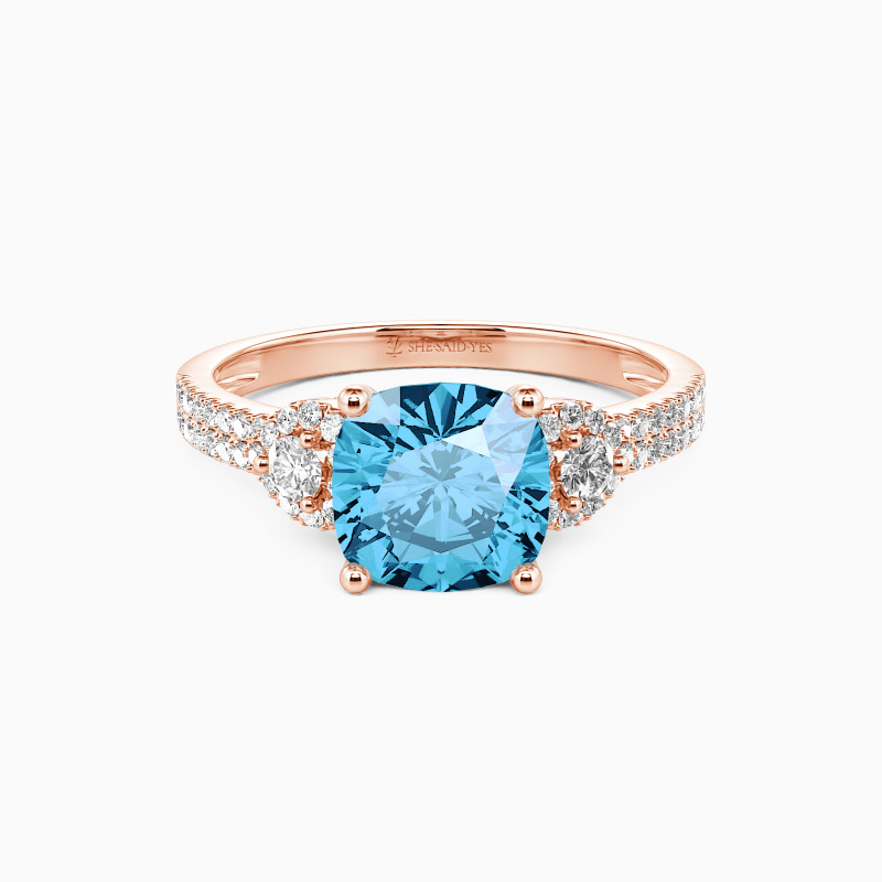 "Grow Old with Me" 2ct Cushion Cut Side Stone Engagement Ring