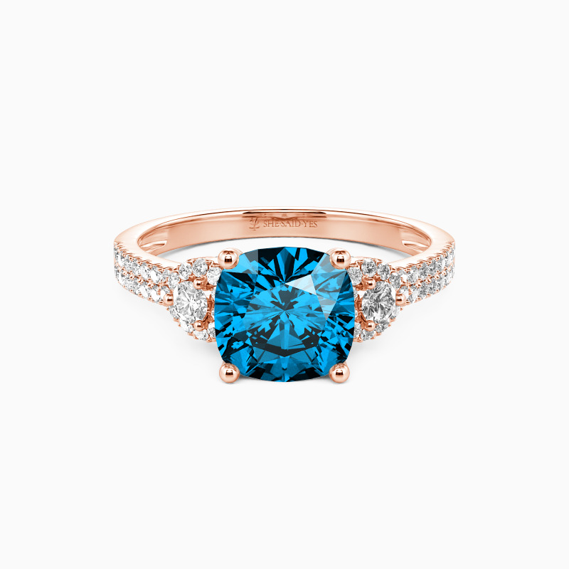 "Grow Old with Me" 2ct Cushion Cut Side Stone Engagement Ring