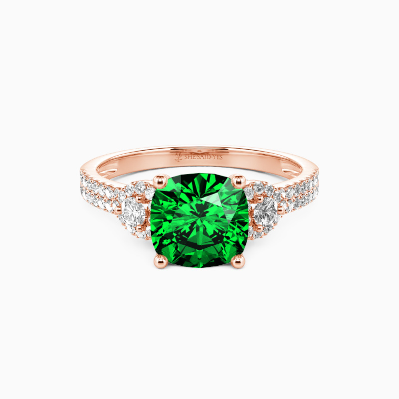 "Grow Old with Me" 2ct Cushion Cut Side Stone Engagement Ring