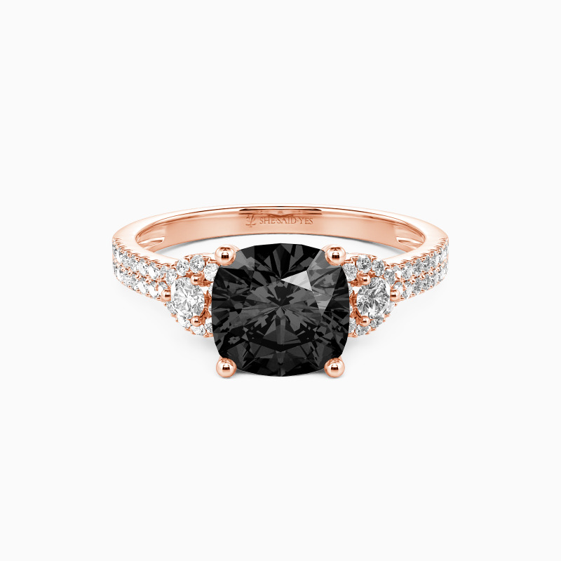 "Grow Old with Me" 2ct Cushion Cut Side Stone Engagement Ring