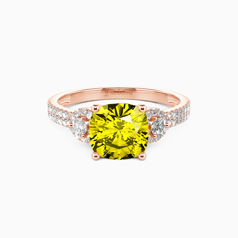 "Grow Old with Me" 2ct Cushion Cut Side Stone Engagement Ring