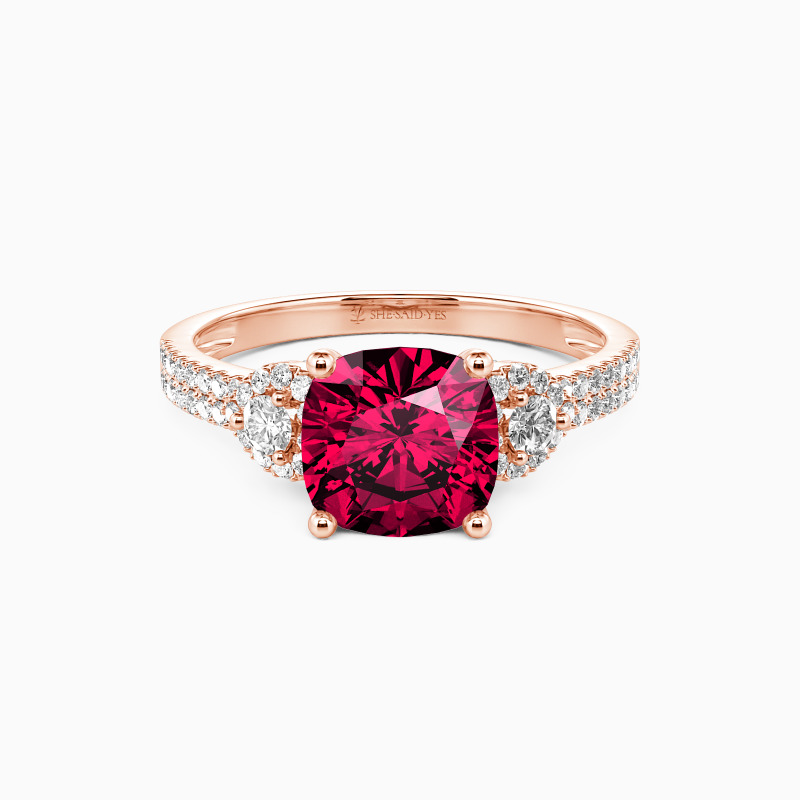 "Grow Old with Me" 2ct Cushion Cut Side Stone Engagement Ring