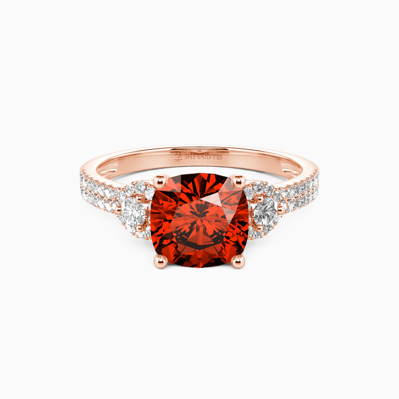 "Grow Old with Me" 2ct Cushion Cut Side Stone Engagement Ring