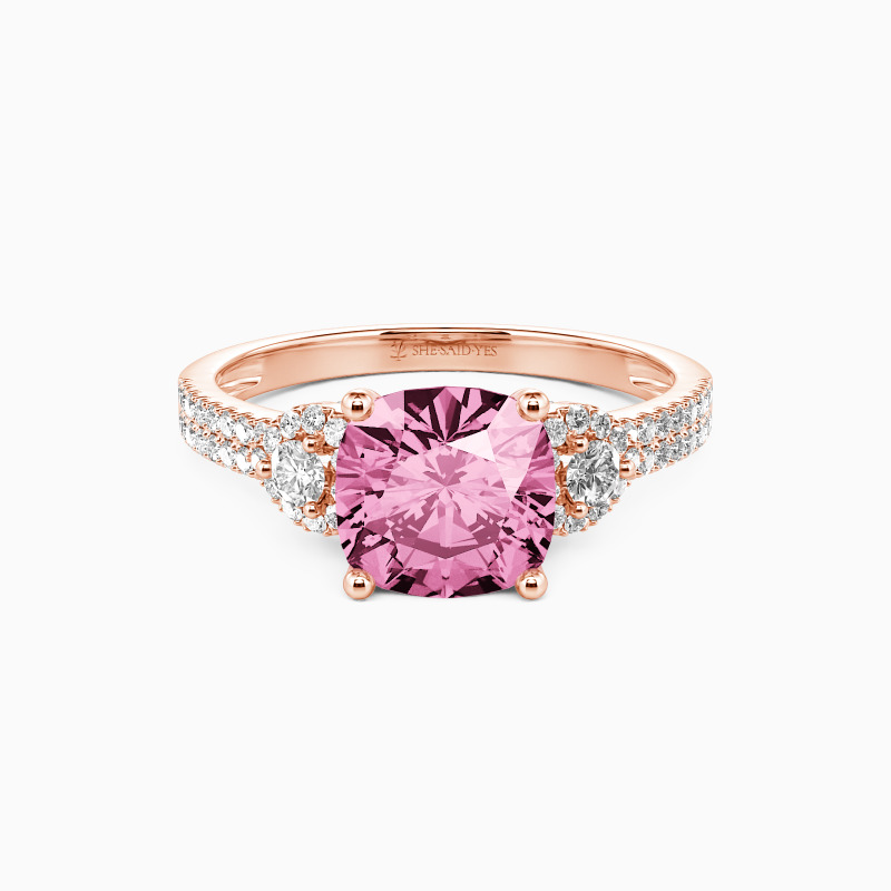 "Grow Old with Me" 2ct Cushion Cut Side Stone Engagement Ring