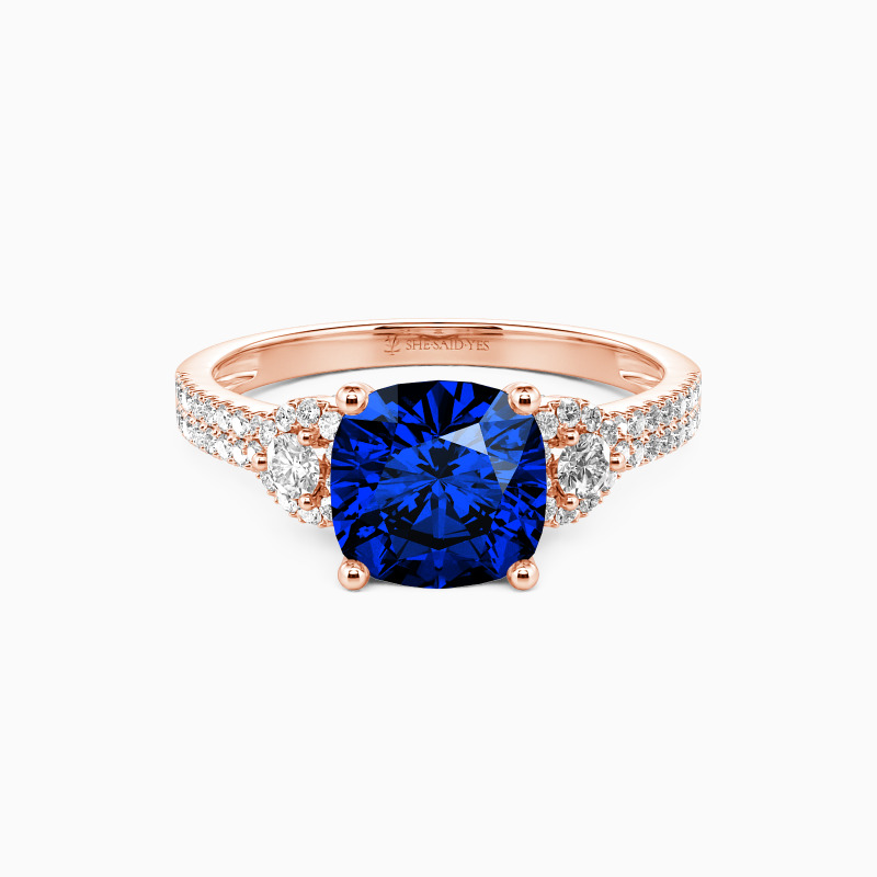 "Grow Old with Me" 2ct Cushion Cut Side Stone Engagement Ring