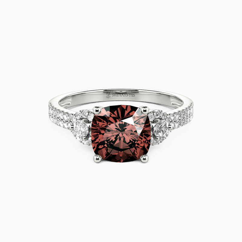 "Grow Old with Me" 2ct Cushion Cut Side Stone Engagement Ring