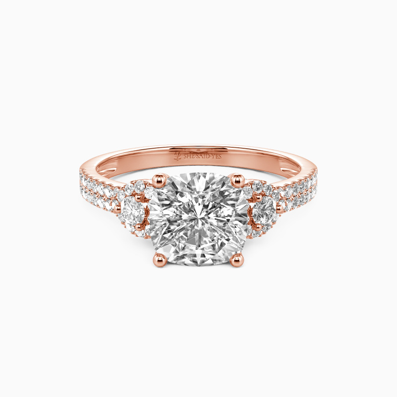 "Grow Old With Me" 2ct Cushion Cut Side Stone Engagement Ring