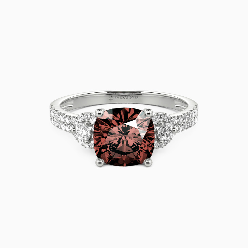 "Grow Old with Me" 2ct Cushion Cut Side Stone Engagement Ring