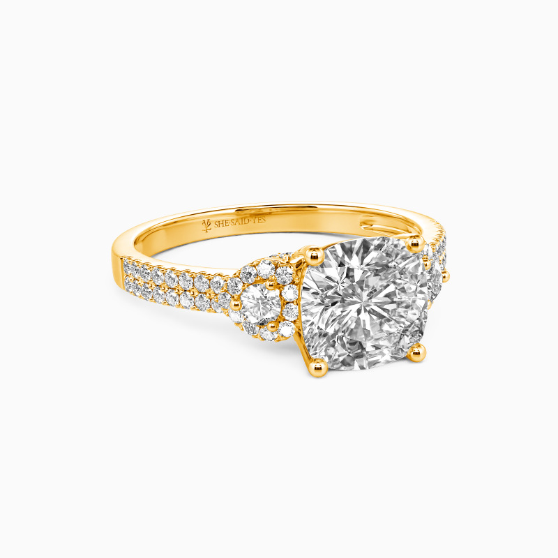 "Grow Old With Me" 2ct Cushion Cut Side Stone Engagement Ring