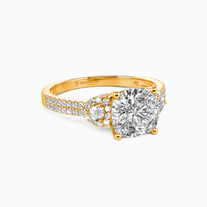 "Grow Old With Me" 2ct Cushion Cut Side Stone Engagement Ring