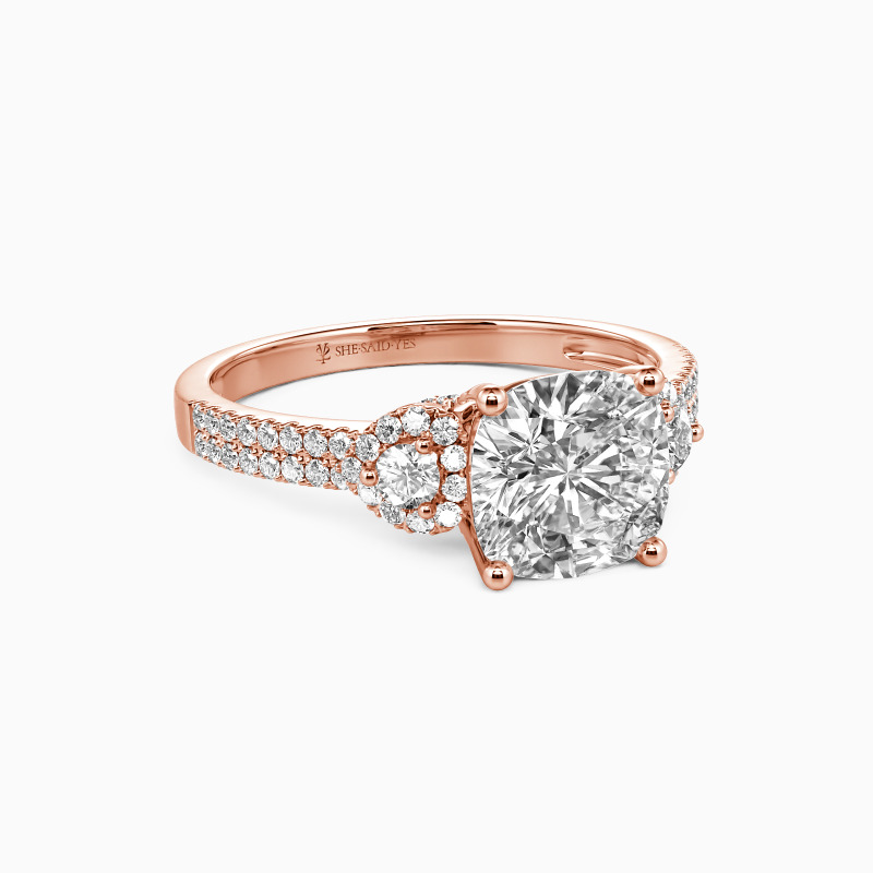 "Grow Old With Me" 2ct Cushion Cut Side Stone Engagement Ring