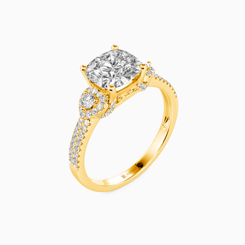 "Grow Old With Me" 2ct Cushion Cut Side Stone Engagement Ring