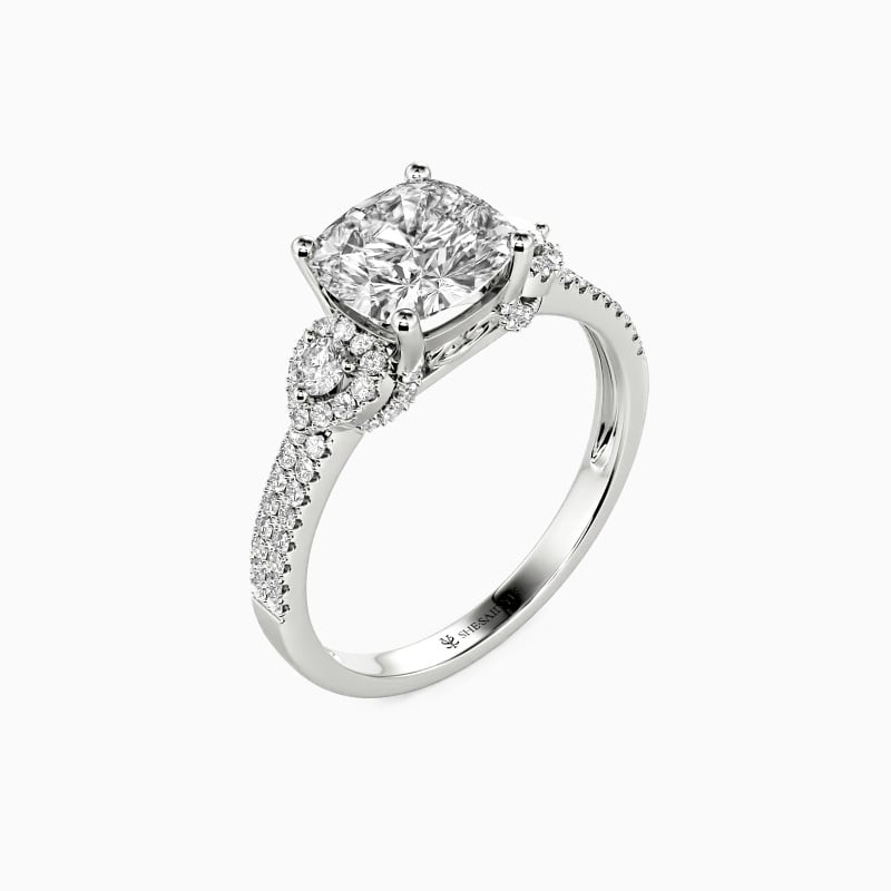 "Grow Old With Me" 2ct Cushion Cut Side Stone Engagement Ring