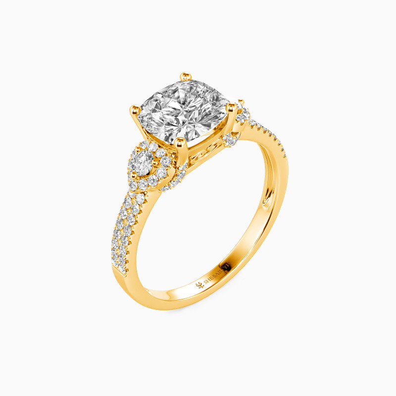 "Grow Old With Me" 2ct Cushion Cut Side Stone Engagement Ring