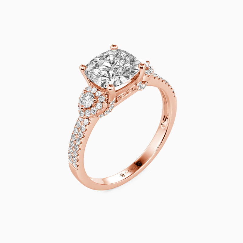 "Grow Old With Me" 2ct Cushion Cut Side Stone Engagement Ring
